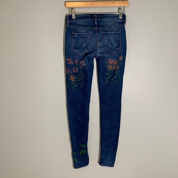Mother‎ The Looker smoke and mirrors skinny stretch custom painted denim jeans - Picture 6 of 12